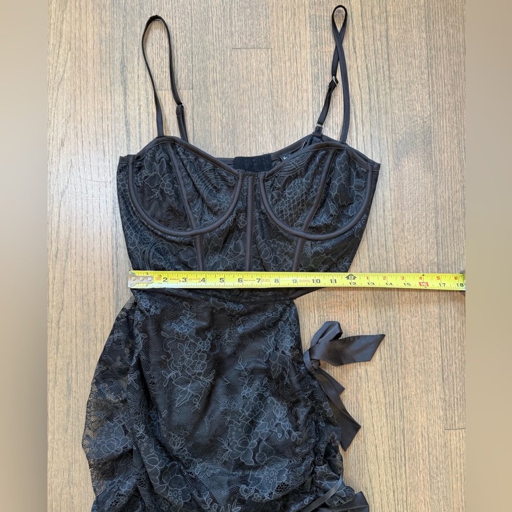 New For Love & Lemons Regina Cut Out Mini Dress-Black-Size Large - Picture 13 of 13
